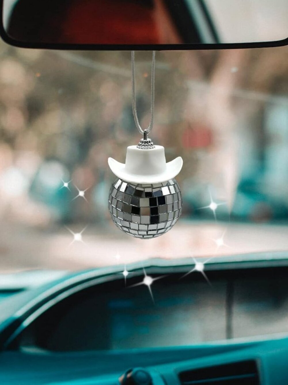 White Car Accessories, Disco Ball Cowboy Hat, Automotive Interior Accessories, C